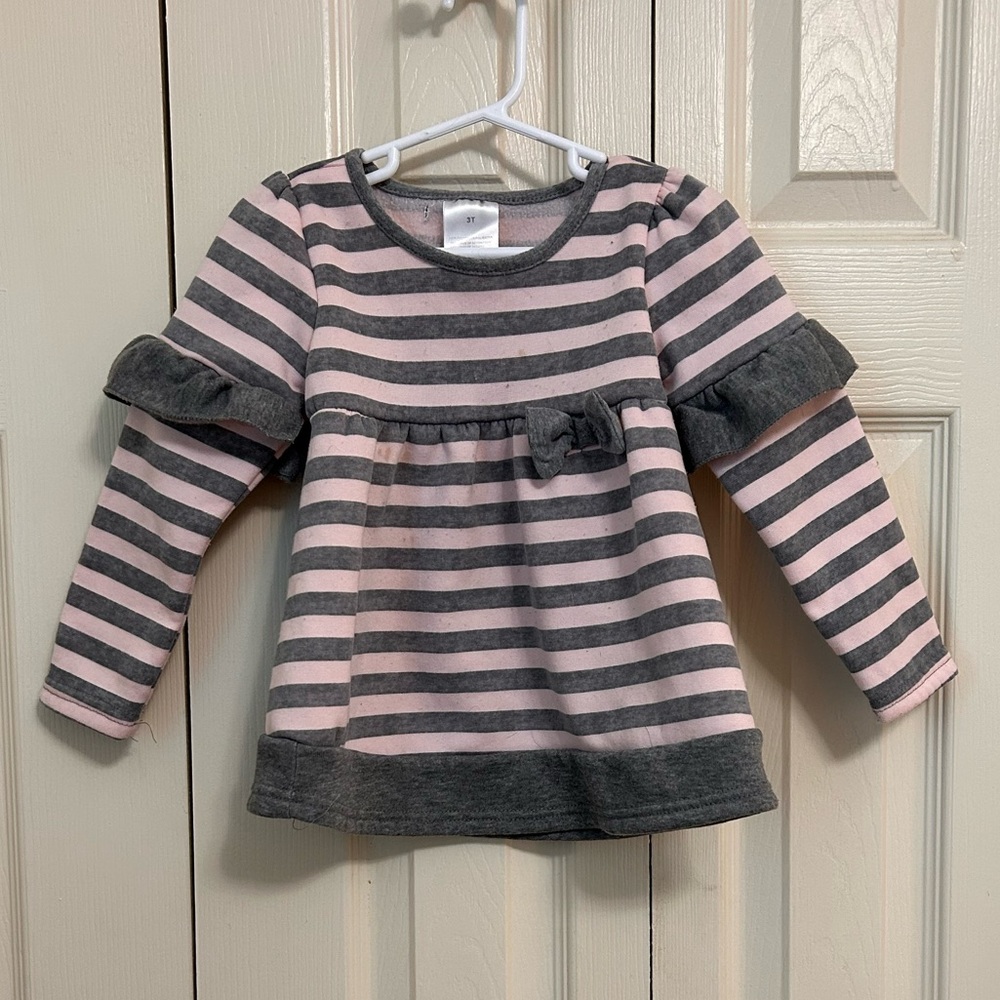 Striped Pink and Gray Kids Top